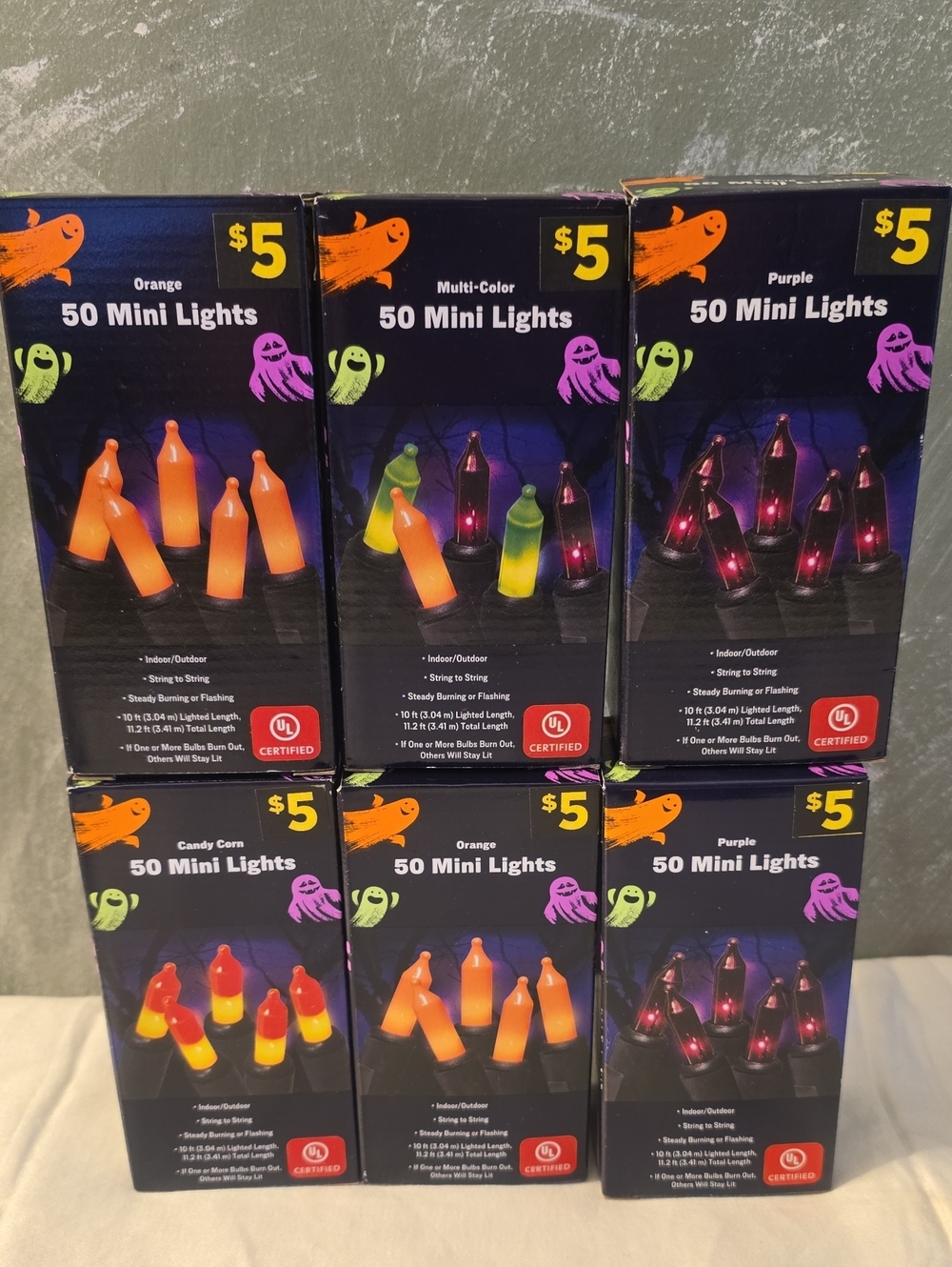 6 Boxes 50 Mini Halloween Lights - Indoor & Outdoor Steady Or Flashing New - Picture 2 of 6